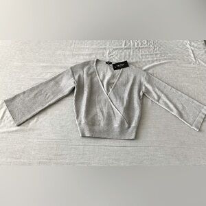 Gray Knitted Overlapping Sweater NWT